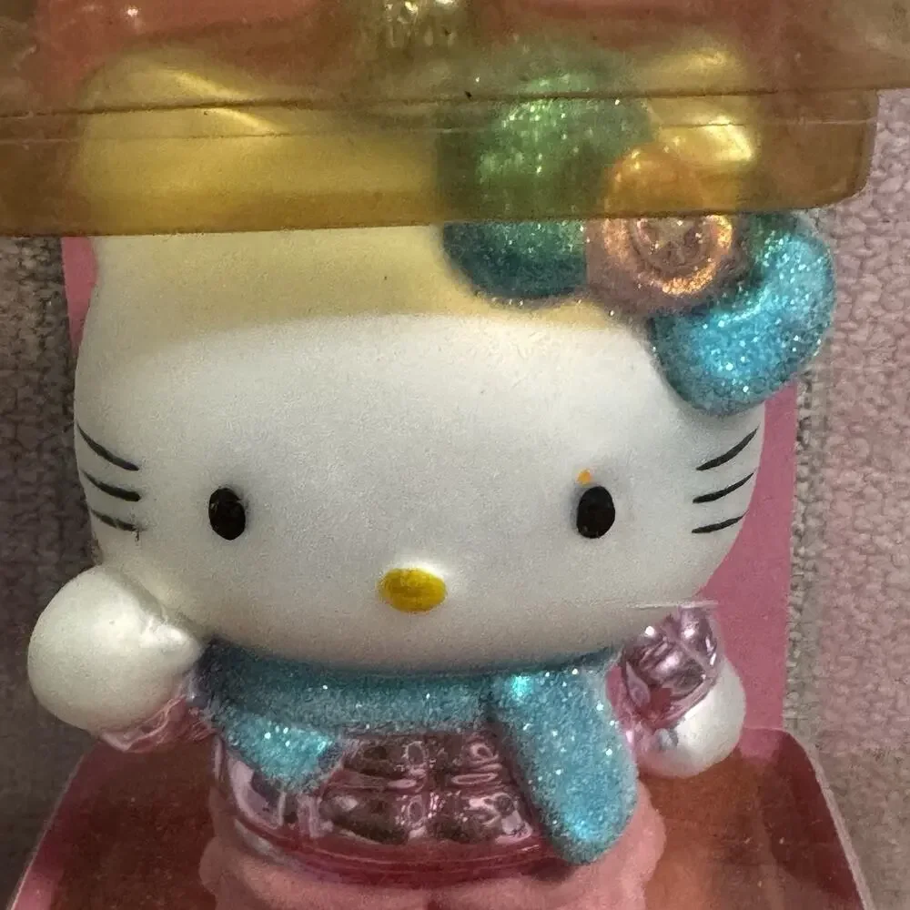Sanrio Hello Kitty Glass Christmas Ornament Blue Bow Scarf 2008 Girly Girl
